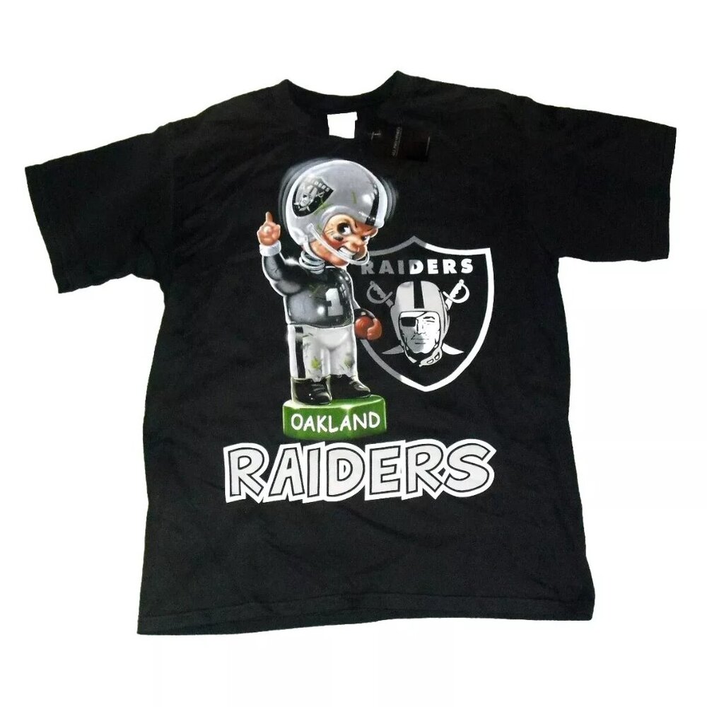 Oakland Raiders Liquid Blue Vintage 90s Mens T-shirt Sz. Medium Bobblehead Logo